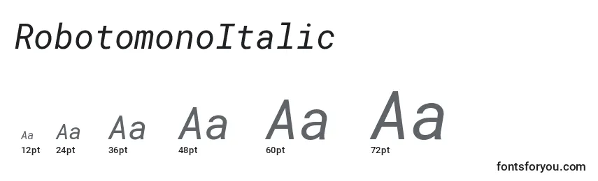 Размеры шрифта RobotomonoItalic