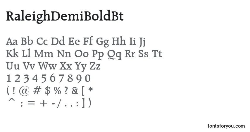 Шрифт RaleighDemiBoldBt – алфавит, цифры, специальные символы