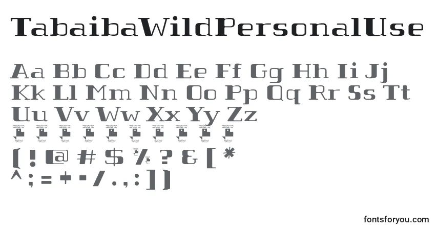 Fuente TabaibaWildPersonalUse (117511) - alfabeto, números, caracteres especiales