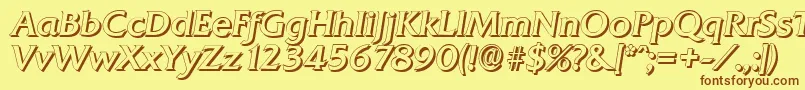 QuadratshadowItalic Font – Brown Fonts on Yellow Background