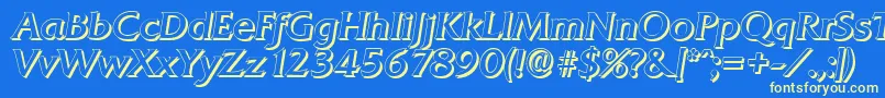 QuadratshadowItalic Font – Yellow Fonts on Blue Background