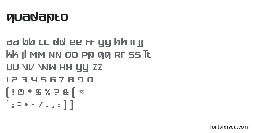 Czcionka Quadapto – alfabet, cyfry, specjalne znaki