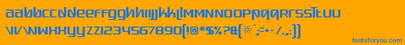 Quadapto-Schriftart – Blaue Schriften auf orangefarbenem Hintergrund