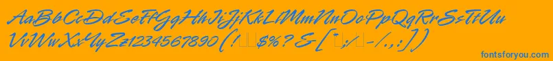 RapierLet-Schriftart – Blaue Schriften auf orangefarbenem Hintergrund