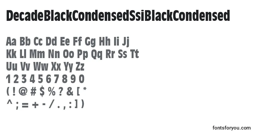 Schriftart DecadeBlackCondensedSsiBlackCondensed – Alphabet, Zahlen, spezielle Symbole