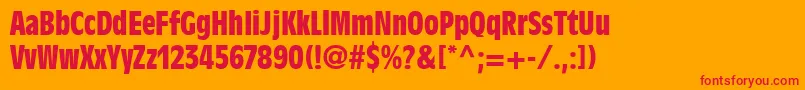 DecadeBlackCondensedSsiBlackCondensed-fontti – punaiset fontit oranssilla taustalla
