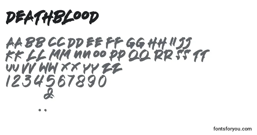 Schriftart Deathblood – Alphabet, Zahlen, spezielle Symbole