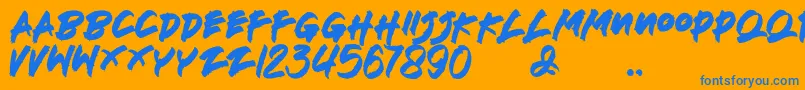 Deathblood Font – Blue Fonts on Orange Background