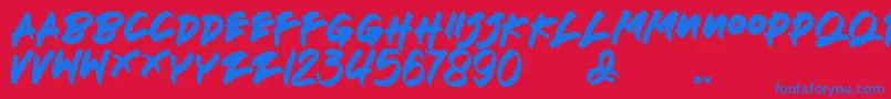 Deathblood Font – Blue Fonts on Red Background