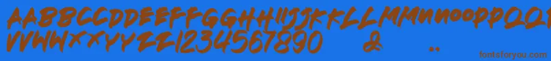 Saiba mais sobre a fonte Deathblood Fonte Deathblood – fontes marrons em um fundo azul