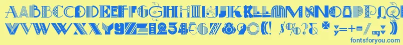 ArtDecoretta-Schriftart – Blaue Schriften auf gelbem Hintergrund