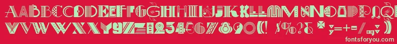 フォントArtDecoretta – 赤い背景に緑の文字