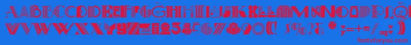 ArtDecoretta-Schriftart – Rote Schriften auf blauem Hintergrund