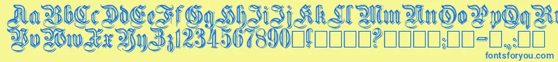 Embossed Font – Blue Fonts on Yellow Background