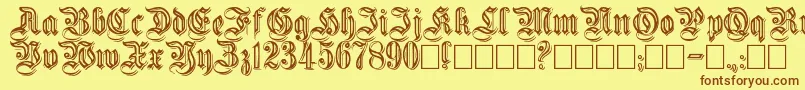 Embossed-Schriftart – Braune Schriften auf gelbem Hintergrund