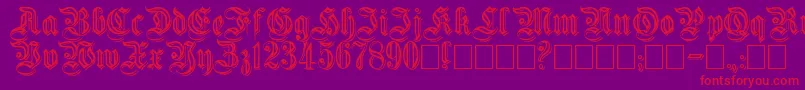 Embossed-Schriftart – Rote Schriften auf violettem Hintergrund