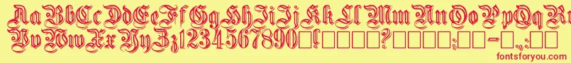 Embossed-Schriftart – Rote Schriften auf gelbem Hintergrund