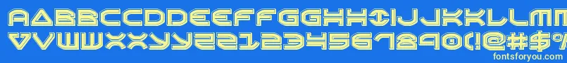 Oberonenbevel-Schriftart – Gelbe Schriften auf blauem Hintergrund