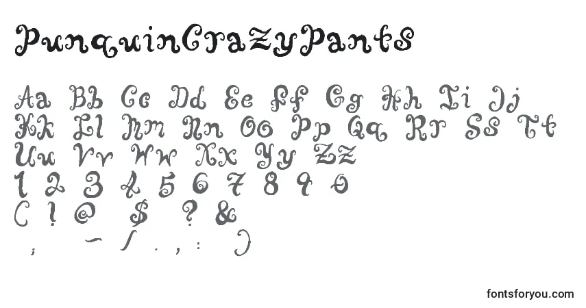 PunquinCrazyPants Font – alphabet, numbers, special characters