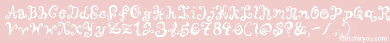 PunquinCrazyPants-Schriftart – Weiße Schriften auf rosa Hintergrund