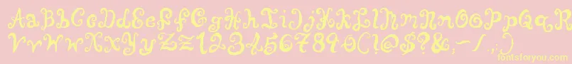 PunquinCrazyPants-Schriftart – Gelbe Schriften auf rosa Hintergrund