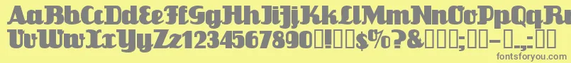 Fonte Flandersride – fontes cinzas em um fundo amarelo