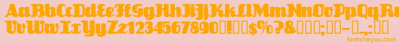 フォントFlandersride – オレンジの文字がピンクの背景にあります。
