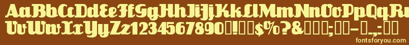 Flandersride-fontti – keltaiset fontit ruskealla taustalla