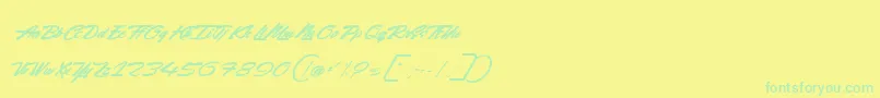 Fonte RockingSeason – fontes verdes em um fundo amarelo