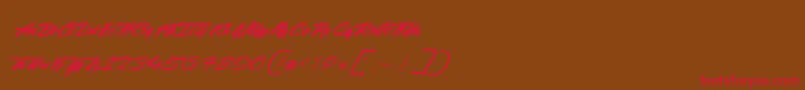 フォントRockingSeason – 赤い文字が茶色の背景にあります。