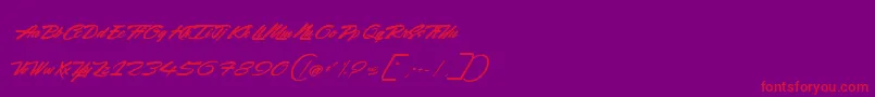Weitere Informationen zur RockingSeason-Schriftart RockingSeason-Schriftart – Rote Schriften auf violettem Hintergrund