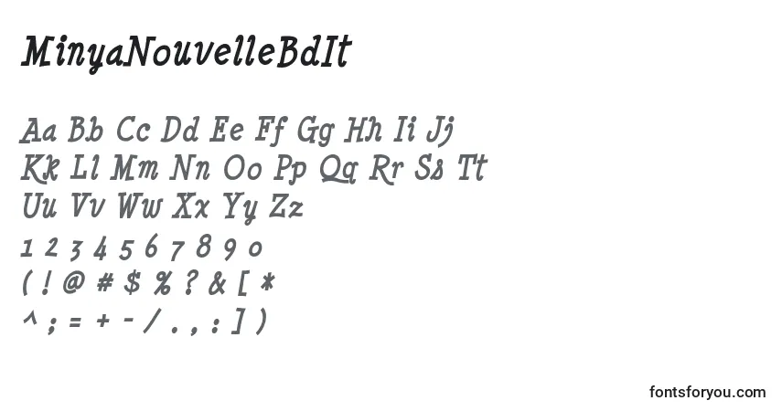 Czcionka MinyaNouvelleBdIt – alfabet, cyfry, specjalne znaki