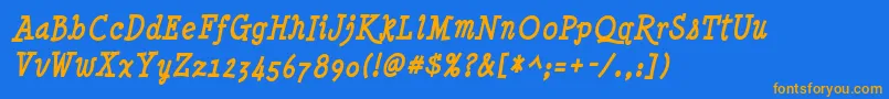 MinyaNouvelleBdIt Font – Orange Fonts on Blue Background