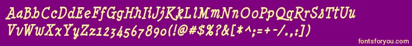 MinyaNouvelleBdIt Font – Yellow Fonts on Purple Background