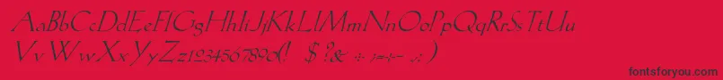 Fonte LilithItalic – fontes pretas em um fundo vermelho