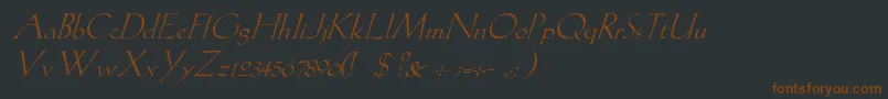 フォントLilithItalic – 黒い背景に茶色のフォント