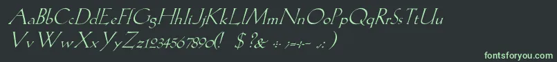 フォントLilithItalic – 黒い背景に緑の文字