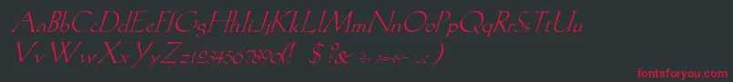 フォントLilithItalic – 黒い背景に赤い文字