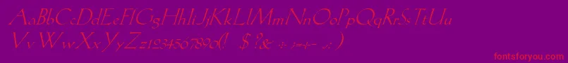 Fonte LilithItalic – fontes vermelhas em um fundo violeta