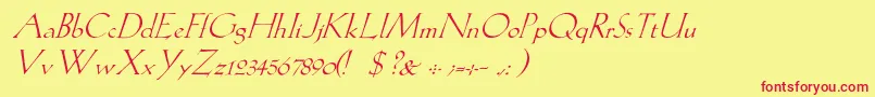 フォントLilithItalic – 赤い文字の黄色い背景