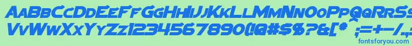 SigmaFiveBoldItalic-Schriftart – Blaue Schriften auf grünem Hintergrund
