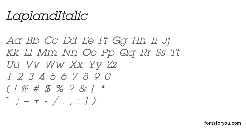 LaplandItalic-fontti – aakkoset, numerot, erikoismerkit