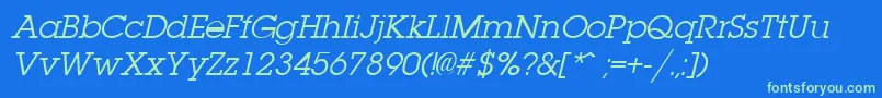 LaplandItalic-Schriftart – Grüne Schriften auf blauem Hintergrund