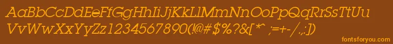 LaplandItalic-Schriftart – Orangefarbene Schriften auf braunem Hintergrund