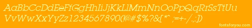 LaplandItalic-Schriftart – Gelbe Schriften auf orangefarbenem Hintergrund