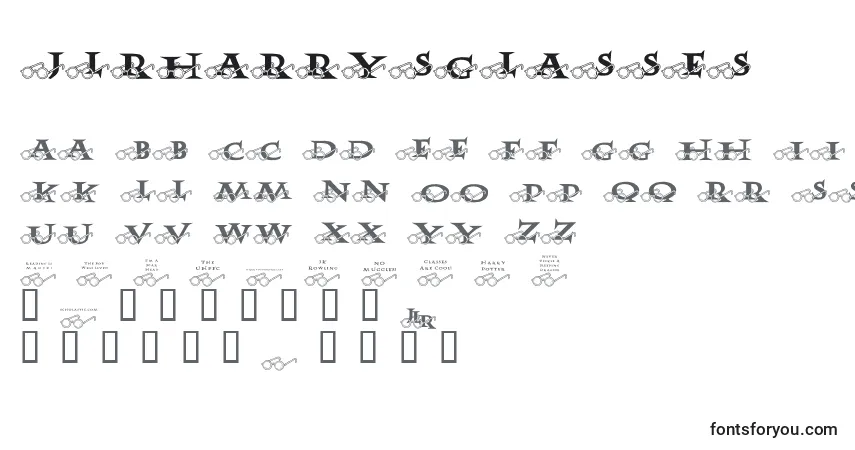 Schriftart JlrHarrysGlasses – Alphabet, Zahlen, spezielle Symbole