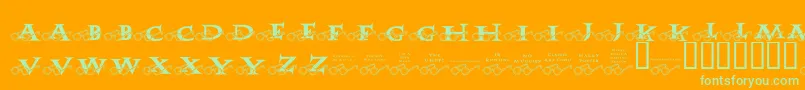 JlrHarrysGlasses-Schriftart – Grüne Schriften auf orangefarbenem Hintergrund