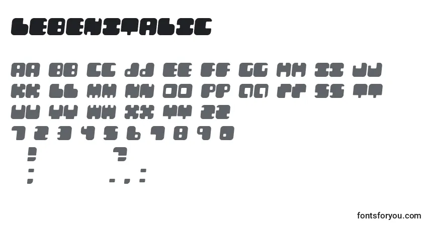 LebenItalic-fontti – aakkoset, numerot, erikoismerkit