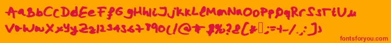 Miriamsfont-Schriftart – Rote Schriften auf orangefarbenem Hintergrund