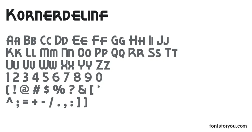 Czcionka Kornerdelinf – alfabet, cyfry, specjalne znaki